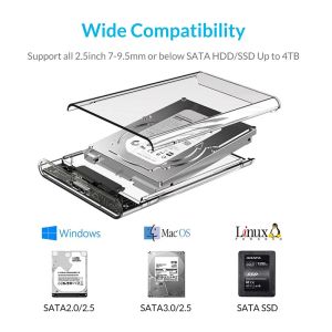 HardDisk Boxs USB 3.0 до SATA III Корпус жесткого диска 2,5 дюйма HDD SSD оболочка внешнего корпуса.