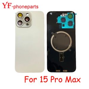 AAAA Glasmaterial för iPhone 15 Pro Max / 15 Pro Back Batterislock +Middle Chassis Frame Housing Case Reparationsdelar