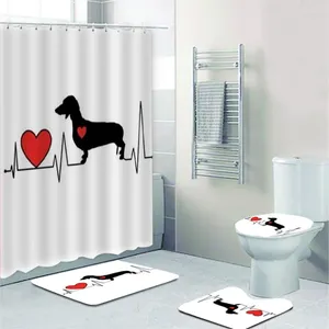 Shower Curtains Animal Style Dachshunds Curtain Set For Kid Bathroom Decor Nordic Sausage Dog Bath Bathrooms Sets Curtins And Rugs