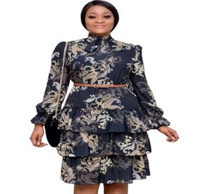 Sukienki plus size Projektanci Ubrania Ropa de Mujer Digital Printing Modna wysoka pasa do ciasta Sukienka 6163965