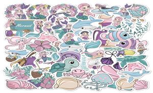 Pack of 50Pcs Whole Cute Mermaid Cartoon Stickers For Luggage Skateboard Notebook Helmet Water Bottle Car decals Kids Gifts3935667