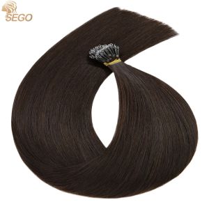 Extensions Sego Nano Rings 100% Human Hair Extensions 1G/S Micro Pärlor Double Ritade Microlink Natural Hair 50g/Pack Good Density