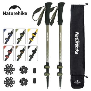 Sticks Naturhike Trekking Pol 1pcs Outdoor -Kletterpolen Kohlefaser 3 Abschnitt Einziehbare Pole Ultraleichte Wanderwanderung tragbar