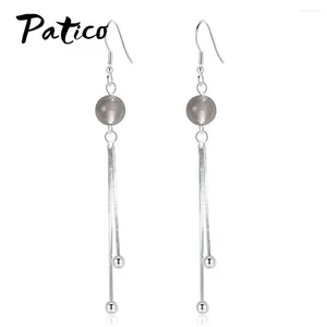 Orecchini pendenti di marca lunga catena nappa perline argento sterling 925 goccia per le donne orecchini pendenti trafitti gioielli festa di nozze