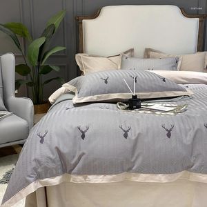 Bedding Sets 2024 Long Staple Cotton Embroidered Plain Color Four-piece Household Must Four Seasons Universal Gray