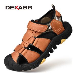 Sandalen Dekabr Männer echte Ledersandalen Sandalen Klassische Stil Männer Schuhe Pantoffeln weiche Sandalen Männer römisch bequem wandeln