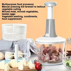 Stainless steel hand pressure food chopper meat grinder and mincing cooking machine manual vegetable 240325