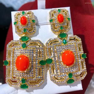 Dingle örhängen Godki afrikansk turkosa isad ut hiphop för kvinnor bröllop geometriska örhängen brincos kvinnliga diy mode smycken gåva