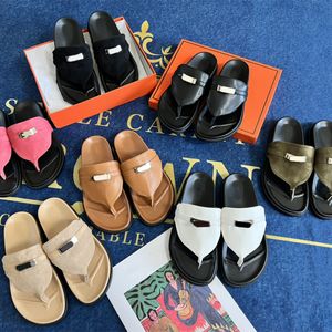 Tasarımcılar Terlik Flip Flops İmparatorluk Terlik Toka Süet Deri Terlik Kadınlar Lüks Slaytlar Sandalet Kauçuk taban Yaz Ayakkabıları Somunlar Boyut 35-42