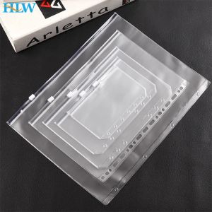 Bag 4PCS Convenient Clear PVC A7 A6 A5 B5 A4 Binder Pockets Clear Zipper Folders For 6Ring Notebook Binder Files Reports Binder