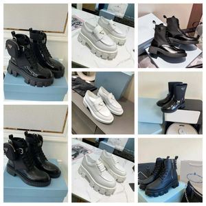 2024 Top Designer poliertes Leder Martin Motorradstiefel Chelsea -Knöchelstiefel Vollkorn Leder Elastizität Plattform Frauen Outdoor Luxus flache Stiefeletten