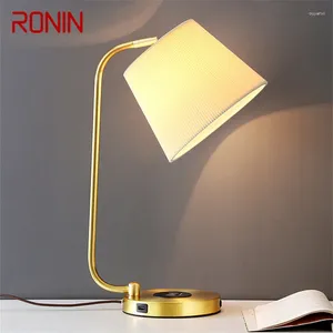 Lâmpadas de mesa Ronin nórdica lâmpada de latão moderno simplicidade sala de estar quarto de quarto led led mesa de mesa de mesa