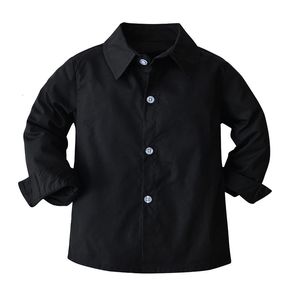 Spring Autumn Baby Boy Shirts Black Long Sleeve Lapel Cardigan Shirt Casual Kids Gentleman Blouses Tops Toddlers Boys Clothes 240326