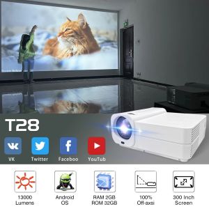 Light Unicorn T28 1080p Full HD 13000 LUMENS LED Projektor wideo 4K Android 5G WIFI 300 -calowy kino domowe Smart TV Beamer