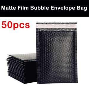 Mailer 15x20cm 23x28cm 50pcs Black Bubble Mailer gepolsterte Poly -Umschläge Verpackung für Business Bubble Mailer Versandziplocktasche versenden