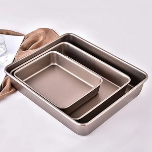 Tjockna kolstål Gyllene bakbricka Nonstick Square Oven Cake Bread Pastry Pans Biscuits Bakeware Mold Kök matlagningsverktyg 240328