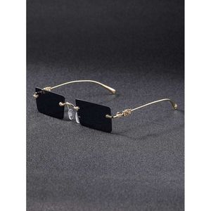 Men Tinted Lens Rimless Glasses Vintage Fashion Gift for Friend