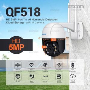 Escam QF518 5MP PAN/TILT AI HUMANOID DETECTION Auto Tracking Cloud Storage WiFi IP Camera med tvåvägs Audio Night Vision