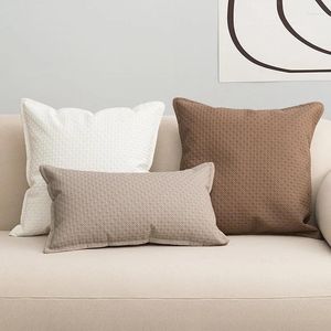 Cuscino Coppa solida Crema di crema marrone Beige semplice 45x45 cm Divano in pelle in pelle divano sedia da divano letto soggiorno decorazione per la casa