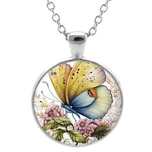 Naszyjniki wiszące niebieskie fioletowe magiczne motyle naszyjnik upiększony owad kwiaty szklane klejnot długi łańcuch ręcznie robiony biżuteria