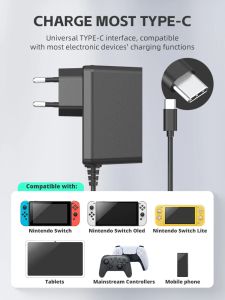 Data Frog/US Plug AC Adapter Charger per Nintendo Switch OLED Travel Home Charging Type C USB Alimentatore USB per Nintend Switch
