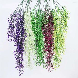 Dekorativa blommor Golden Bell Willow Artificial Flower Wall Hanging Vine Green Plants Bar Home Decoration Accessories Basket 80cm