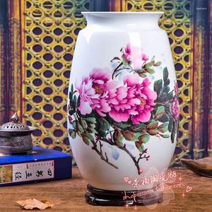 Vases Jingdezhen Ceramic Vase Peony Porcelain Famille Rose Ornaments For Wedding Gifts Home Furnishing Living Room