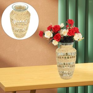 Vaser rotting glas vas vävt hand rustik dekor enkel bord blomkruka födelsedagsdekoration för flicka