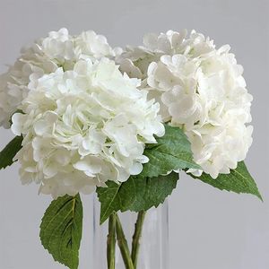 Flores artificiais de hortênsia Real Touch Latex 21 polegadas grande para decoração de casamento de buquê de noiva de decoração de casa 3pcs 240325