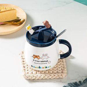 Mugs Children's Fun Seesaw Cute Cartoon Ceramic Cup Mug Milk Breakfast Bear Friend Drinking