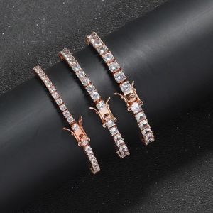 Halsband Moissanite Chain Tennis Armband Single Row 4mm Round Full Diamond Gold Chain Cross-Border Hip Hop Jewelry