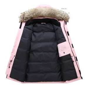 Down Jacket Womens and Mens Medium Length Winter New Canadian Style Overcame Lovers Working Clothes Thick Goose Down Jacket Men 255