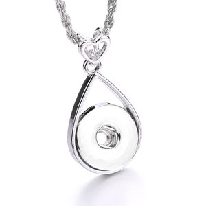 Vintage Metal DIY 18mm Snap Button Charms Heart Water Drop Pendant Necklace For Women Snaps smycken