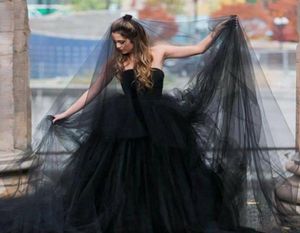 Black Wedding Veils Tulle Long Bridal Veil Halloween Party Bridal Veils Bridal Party Gifts Wedding Accessories 1T Without Comb 3 M9481499