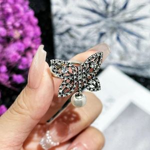 Cluster Rings Brand Vintage Butterfly Pearl Women's Luxury Jewelry for Women Gift Designer Fashion Lady Party