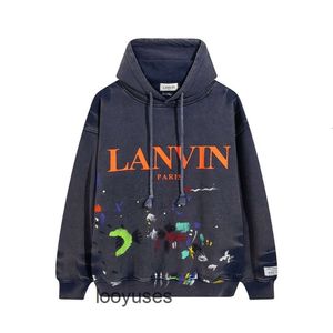 Mężczyzny Dept Tie Markowe bluzy galeria bluryys Women's Lanvin Speckle Designer Dye Co Graffiti Streetwear Print Men's Sweaters Lose Hooded Pul Zfkf E63U E63U