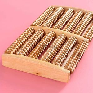 Massage Stones Rocks Wooden 6 Row Foot Massager Pain Stress Relief Shiatsu Roller Foot Care Massager Roller Heath Therapy Relax Massage Massager Tool 240403