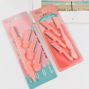 1 Set Eyebrow Shaper Pink Facial Eyebrow Trimmer Women Grooming Shaver Shaping Safe Razor Facial Hair Remover Scissors