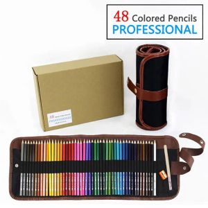Lápis 48 Color Watercolor Lápis Conjunto de artistas profissionais Grau de alta qualidade com escova de apontador de porta -lápis