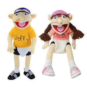 1/2st Cartoon Jeffy Feebee Puppet Hand Muppet Large Plush Toy fylld docka Plushie Figure Rollplay Story Telling Gift for Kids 240328