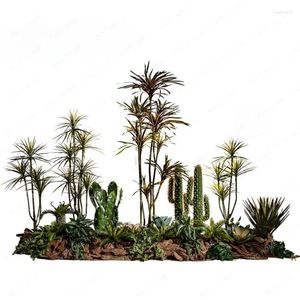 Dekorativa blommor stort imitativt träd areca palm bionic grön växt falska träd landskap bonsai dekoration ornament