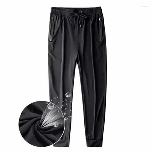 Herrbyxor Sommarsxtäckfickor Ice Silk Sweatpants Thin Breattable Quick Dry Stretch Casual Sports Outdoor Training Fitness Trousers
