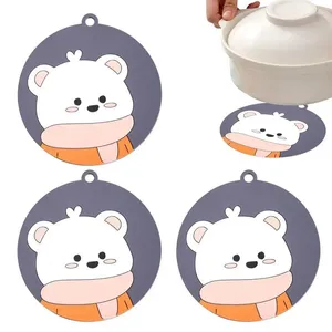 Table Mats Round Mat 3pcs PVC Pot Multifunctional Elastic Cartoon Design For Dining Desks