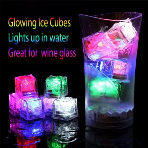 12PCS Waterproof LED Light Up Ice Cubes for Drinks Flashing Glow in The Dark for Bar Club Drinking Party Wine Wedding Decoration