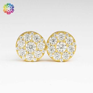 INS925 Silver Mosonite Earrings Round Micro Set Earrings for Men and Women Fashion Matching Jewelry 0QXT