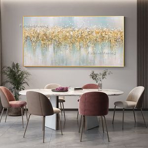 Large Texture Gold Tree Flowers Oil Painting Art Mural Modern Abstract Canvas Painting Bedroom Canvas Home Modern Wall Art Living Room Decor