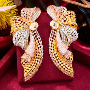 Örhängen Godki Maxi Big Bowknots African Bold Earrings For Women Wedding Party Dubai Indian Jewelry Arets de Mujer Modernos 2022