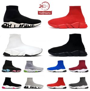 Skarpetki buty designbel mężczyźni kobiety swobodne buty potrójne białe czarne różowe prędkości graffiti Trener Buts Runner Runner Sneakers Lace-Up 1.0 Knit Platform But 36-45