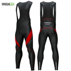 Roupas calças de ciclismo masculinas de lã de inverno com babador refletivo quente MTB Bicycle Cycle Tizes Bike Bike MTB Pants com gel 3D acolchoado