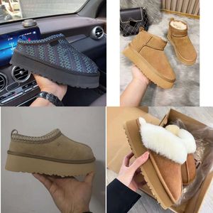 Tasman maxi designer kvinnor tofflor fårskinn päls australien senap frö ultra mini plattform stövlar slip-on cowhide ull vinter tazz